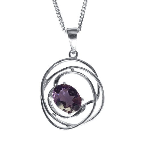 Amethyst Silver Helix Pendant