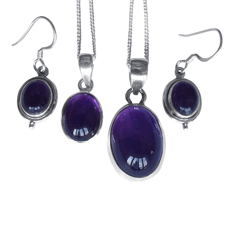 Silver Amethyst Pendant & Earrings Selection