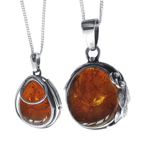 Deep Cognac Amber Pendants