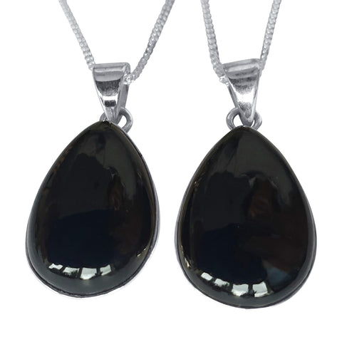 Silver Black Onyx Teardrop Pendants