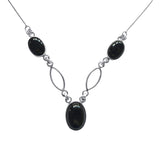Three Stone Black Onyx Handcrafted Adjustable Necklace