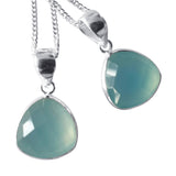 Aqua Agate Sea Green Faceted Pendant