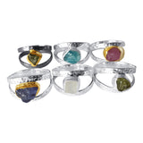 Hammered Silver Rings set with Raw Gemstones 2