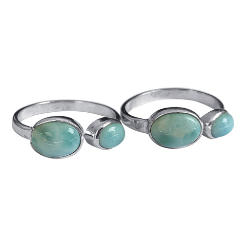 Double Oval Larimar Ring