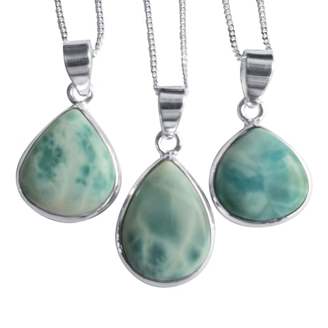 Teardrops of Larimar in Silver