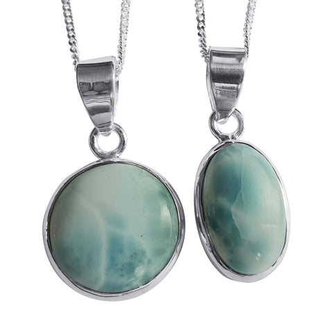 Larimar Sky Blue Pendants set in Silver