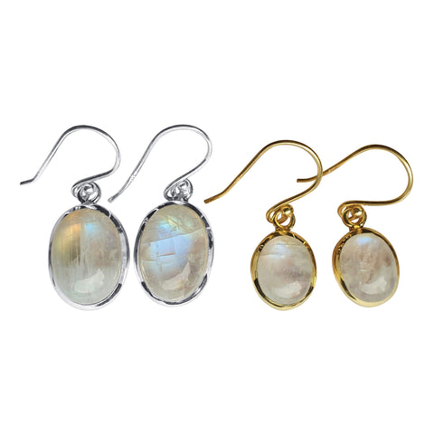 Moonstone Oval Twinkling Drop Earrings