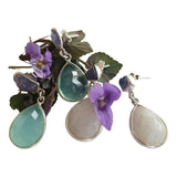 Faceted Aqua Agate Silver Earrings