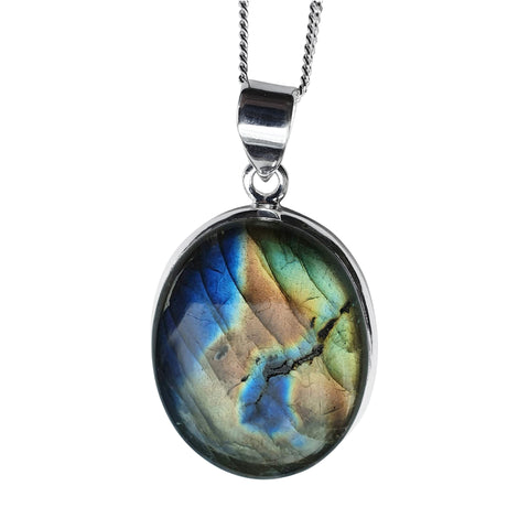 Dawn Labradorite Silver Pendant and chain