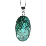 Conchoidal Azurmalachite Silver Pendant and Chain