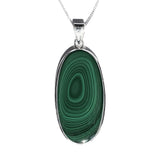Concentric Malachite Silver Pendant and Chain