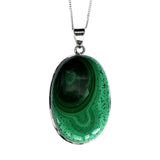 Enigmatic Malachite Silver Pendant and Chain