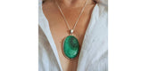 Enigmatic Malachite Silver Pendant and Chain