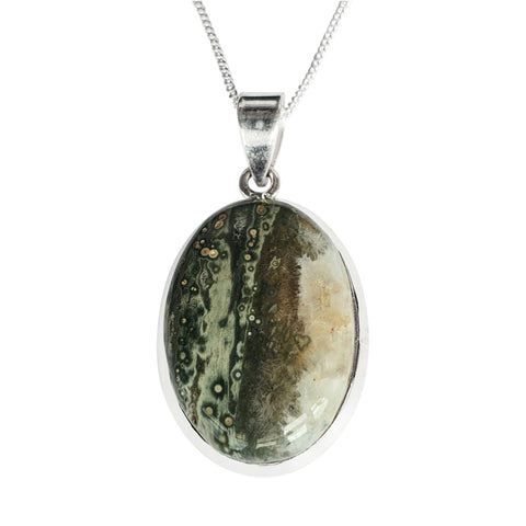 Triton Ocean Jasper Pendant and Silver Chain.