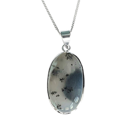 Merlinite Snowflake Silver Pendant and Chain