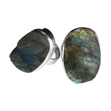 Rough Cut Labradorite Silver Gemstone Rings
