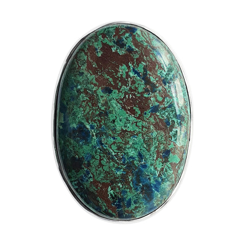 Mottled Azurmalachite Silver Ring