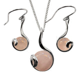 Rose Quartz Curlicue Pendant/Rose Quartz Curlicue Earrings