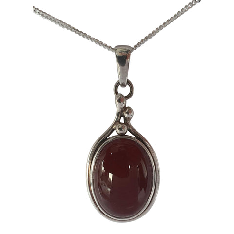 Carnelian Triple Dot pendant and Silver Chain