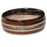 Tungsten, Wood, & Abalone Ring