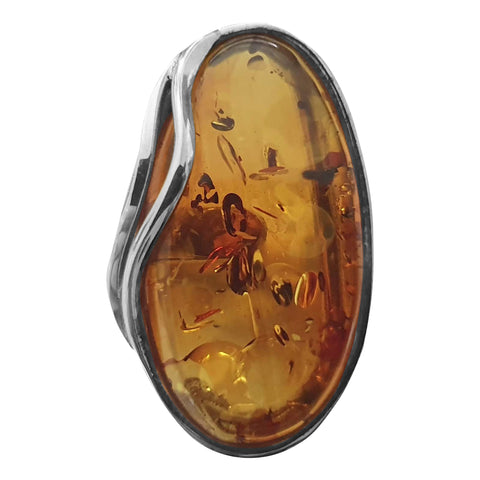 Solis Amber Silver Ring