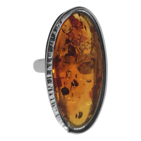 Sunbeam Cognac Amber Silver Ring