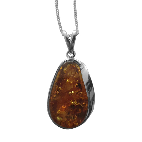 Ra Amber Silver Pendant and Chain