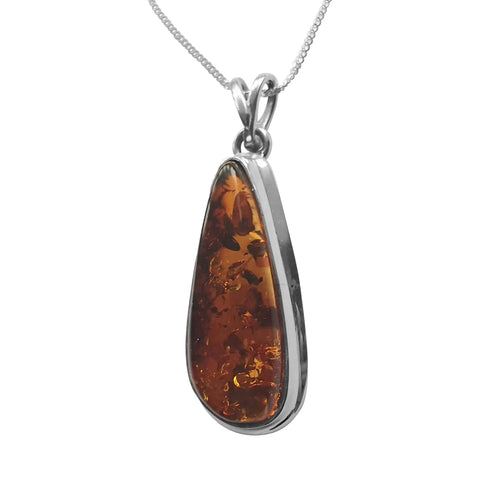 Solis Amber Silver Pendant and Chain