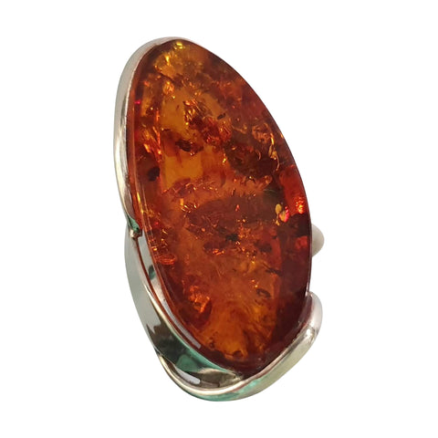 Kijani Amber Silver Ring