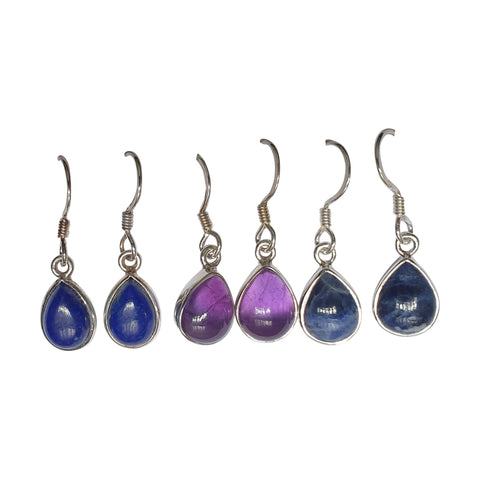 Lapiz Lazuli Amethyst Sodalite Teardrop Silver Earrings