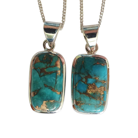 Quadrata Copper Turquoise Pendant and Chain