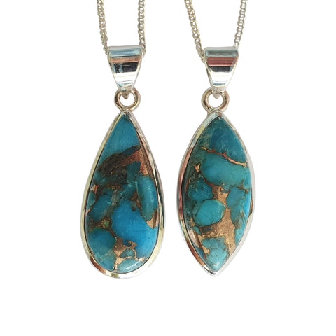 Callaina Copper Turquoise Silver Pendants