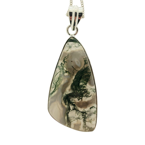 Viridis 1 Moss Agate Silver Pendant and Chain