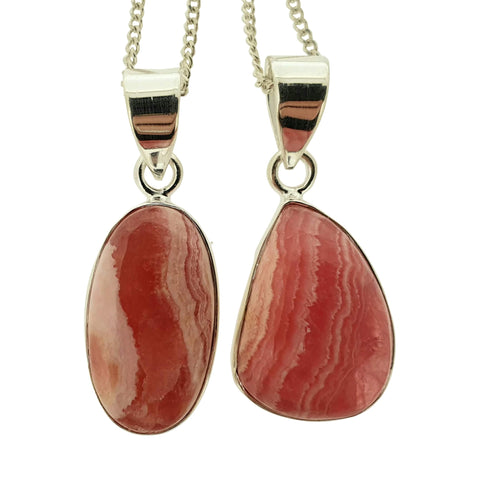 Argentine Rhodocrosite Silver Pendants and Chain