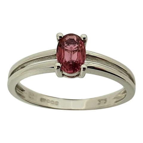 Pink Tourmaline 9ct White Gold Claw Set Ring