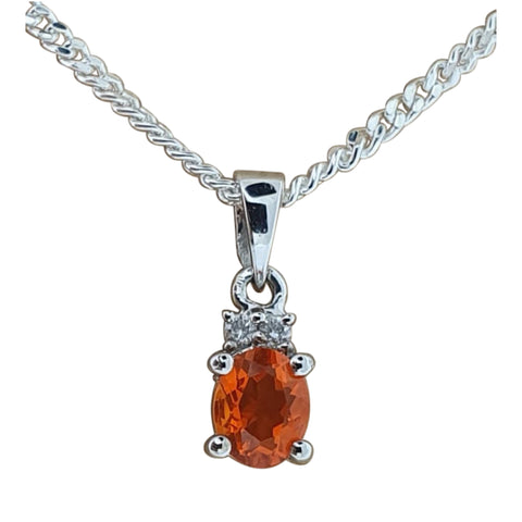 Fire Opal 9ct White Gold Pendant