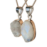 Raw Natural Moonstone Silver Pendant with Chain