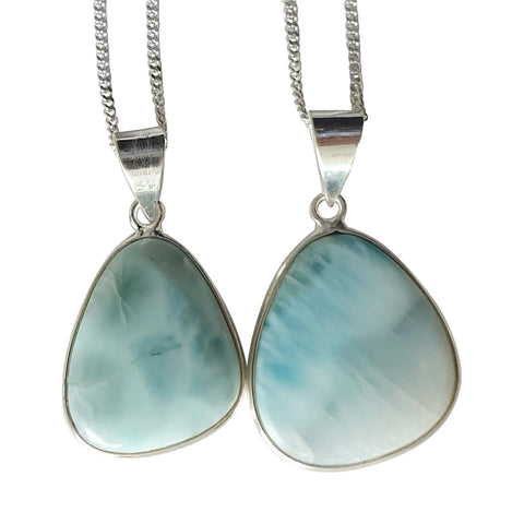 Meer Larimar Silver Pendants with Chain .