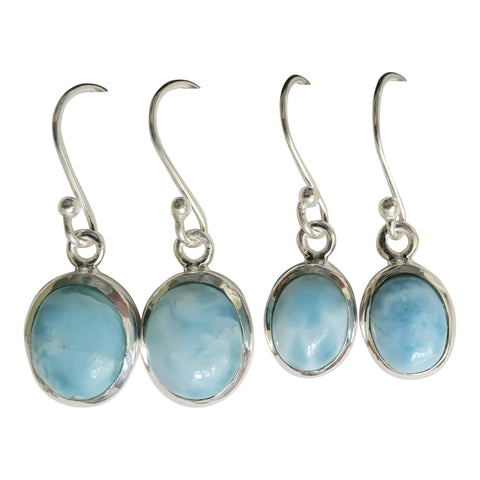 Elegant Larimar Silver Drop Earrings