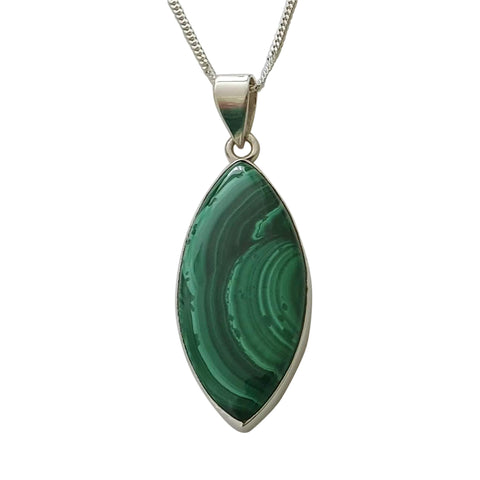 Ripple Malachite Silver Pendant and Chain