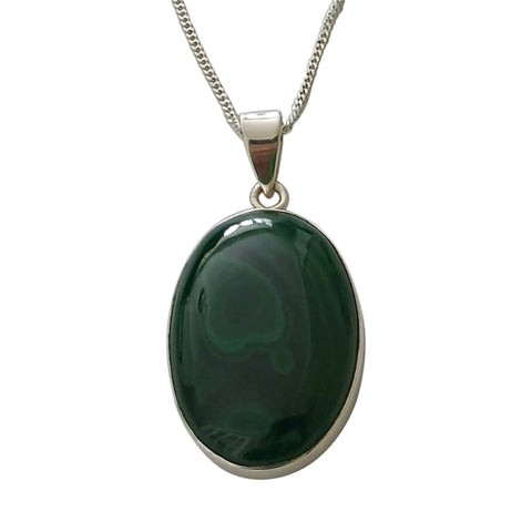 Ivy Malachite Silver Pendant and Chain