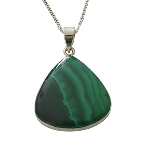 Birch Malachite Silver Pendant and Chain