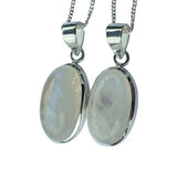 Oval Moonstone Silver Pendant with Chain