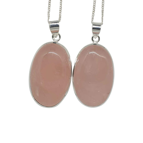 Venus Rose Quartz Silver Pendant and Chain