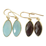 Aqua Agate Silver Gold Plated Earrings
