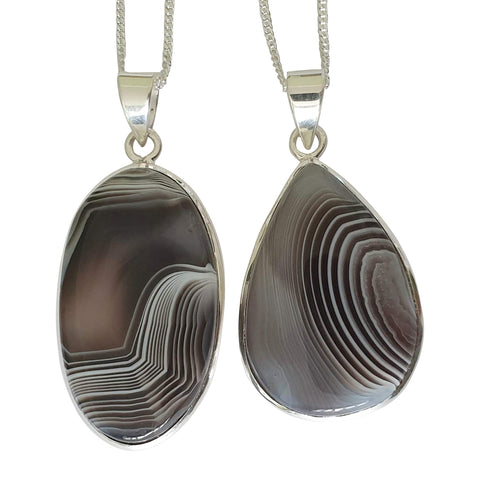 Okavango Botswana Agate Silver Pendant and Chain