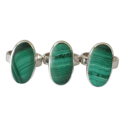 Spruce Malachite Silver Rings