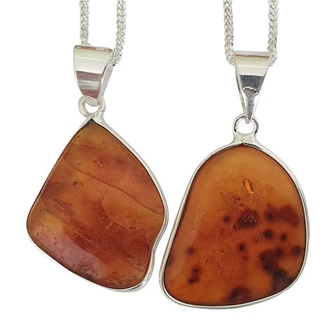 Irregular Amber Silver Pendant and Chain