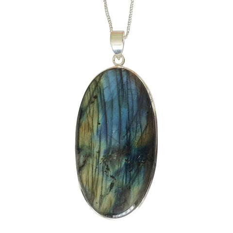 Borealis Labradorite Silver Pendant and Chain