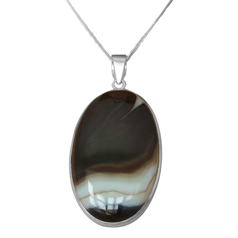 Kudu Botswana Agate Silver Pendant and Chain